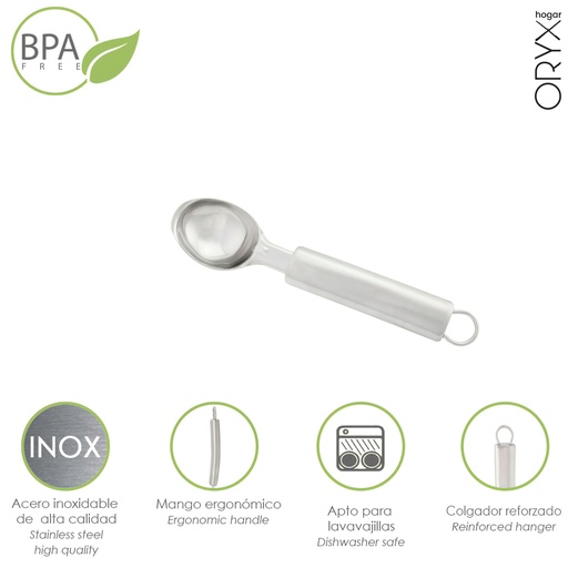 [5076045] Cuchara Para Helados Acero Inoxidable 4 x 21,5 (Alt) cm.