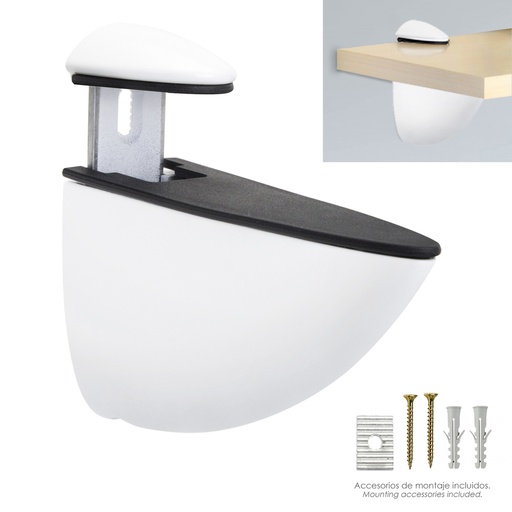 [25010266] Soporte Pelicano Regulable Para Estante 1 / 35 mm. Blanco  (1 Pieza)