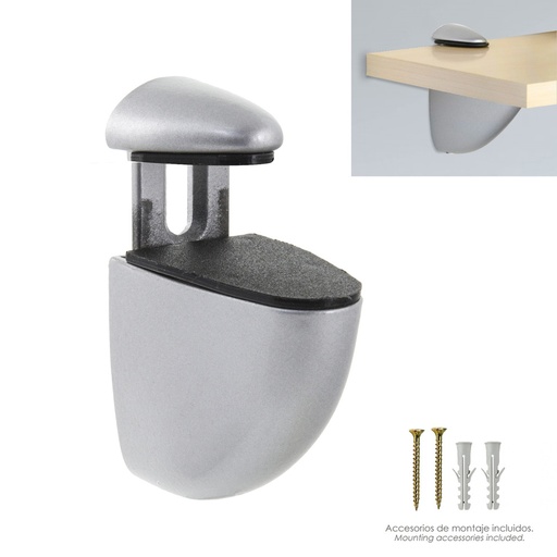 [25010066] Soporte Pelicano Regulable Para Estante 1 / 20 mm. Cromo Mate (1 Pieza)