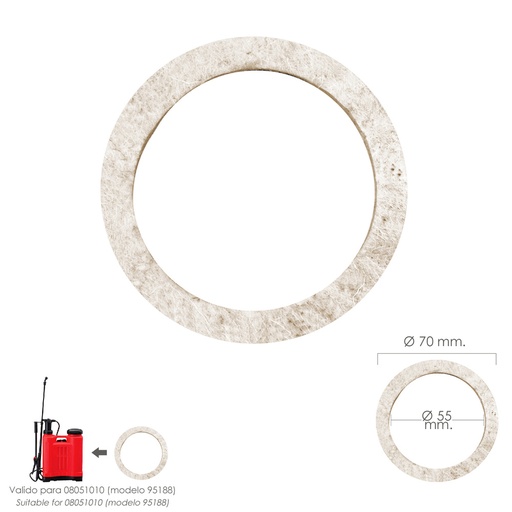 [8051090] Junta Fieltro Para Sulfatadora Platico Papillón 16 litros (Modelo 95188)