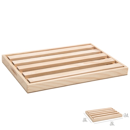 [5860105] Tabla Corta Pan Madera Con Recoge Migas Oryx 32 x 22 cm.