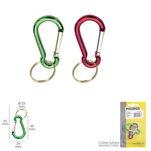 [1050200] Mosqueton Bombero Aluminio Para llaves 50 mm. Blister 2 piezas
