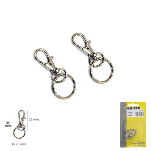 [1050210] Mosqueton Muelle Con Anilla 45 mm. blister 2 Piezas