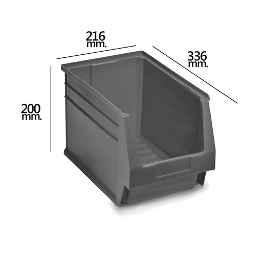 [21070070] Gaveta Apilable Almacenamiento Gris Nº55 336x216x200 mm.  (3/6)