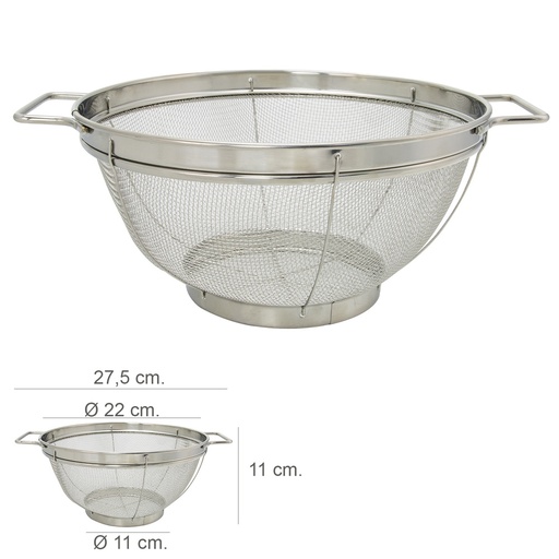 [5072105] Escurridor Malla Acero Inoxidable Con Asas Ø 22 cm.