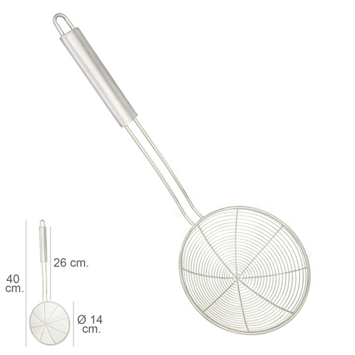 [5072135] Espumadera Alambre Acero inoxidable Ø 14 cm. Mango Redondo 26 cm.