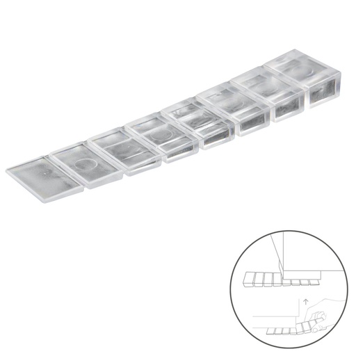 [5322010] Cuñas Calza Muebles Ajustable / Recortable Transparente (Blister 9 Piezas)
