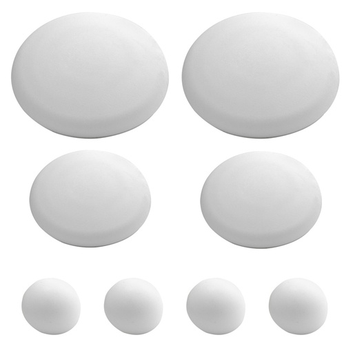 [5322100] Topes Adhesivos para Paredes / Puertas / Ventanas / Mobiliario 2 x Ø 60 mm. / 2 x 40 mm. / 4 x 22 mm. (Blister 8 piezas)