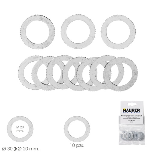 [7020150] Adaptadores / Reductores Disco Corte Madera Ø 30 a Ø 20 mm. (Bolsa 10 piezas)