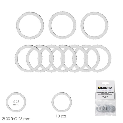 [7020155] Adaptadores / Reductores Disco Corte Madera Ø 30 a Ø 25 mm. (Bolsa 10 piezas)
