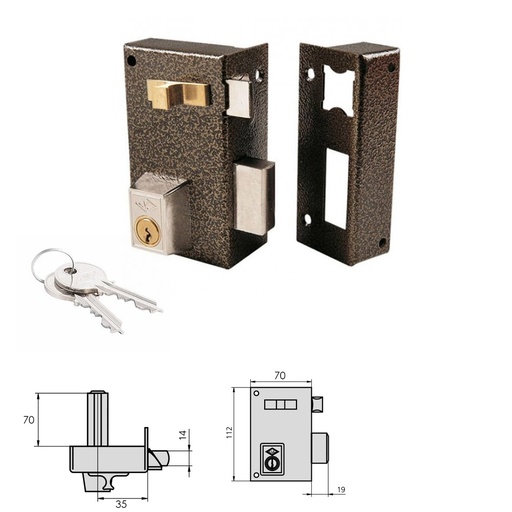 [3160753] Cerradura Cvl 756A / 70 / Hierro Esmaltado Izquierda Cilindro 70 mm.