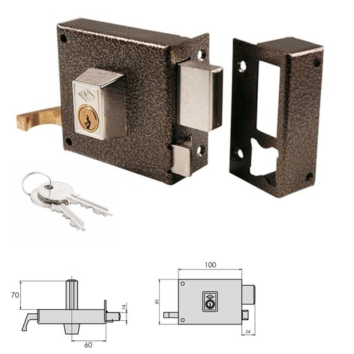 [3160761] Cerradura CVL 7125AR / 100 / Hierro Esmaltado Izquierda Cilindro Perfil