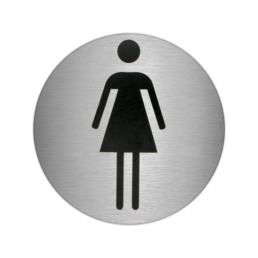 [15051410] Placa Adhesiva Baño "Mujer" Acero Inoxidable Ø 7 cm.