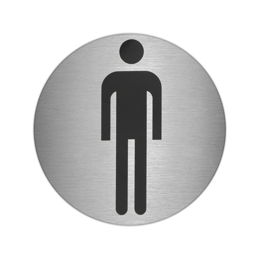 [15051415] Placa Adhesiva Baño "Hombre" Acero Inoxidable Ø 7 cm.