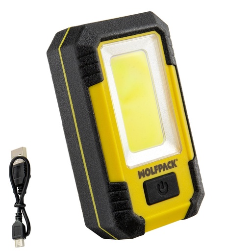[19041165] Linterna LED Profesional Compacta Engomada Bateria Recargable 500 Lumenes Con Función Powerbank, Iman, Soporte y Gancho