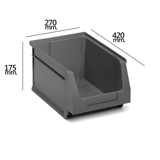 [21070075] Gaveta Apilable Almacenamiento Gris Nº56 420x270x175 mm.        (4/6)