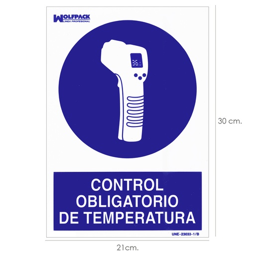 [15050542] Cartel De Control Obligatorio De La Temperatura 30x21 cm.