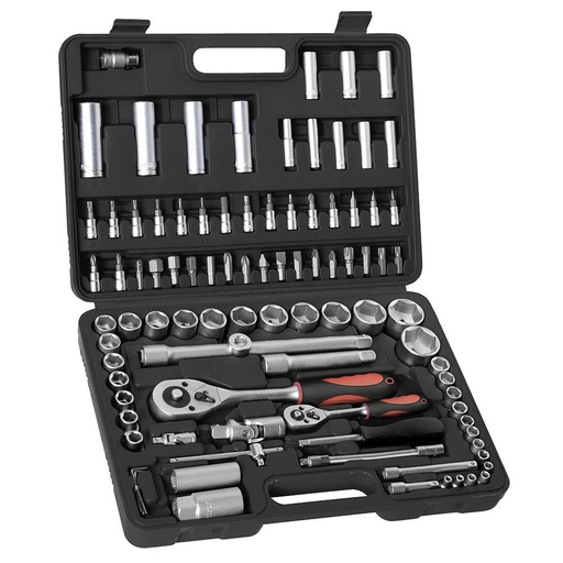 [20121903] Juego Completo Llaves Vaso, kit 94 Piezas, 1/4"-1/2", Acero Vanadio, Con Maletin