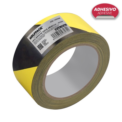 [15050300] Cinta Señalizacion Adhesiva Suelo, Bicolor Amarilla Y Negra, 33 mt x 50 mm.