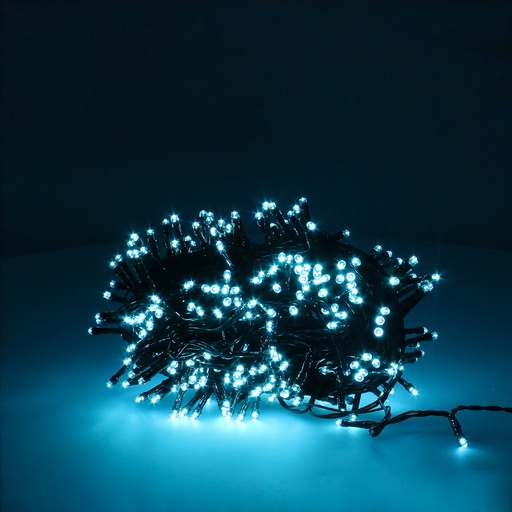 [5490165] Guirnalda Luces Navidad 300 Leds Color Azul Hielo. Luz Navidad Interiores y Exteriores Ip44
