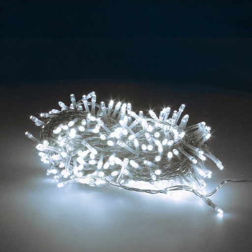 [5490240] Guirnalda Luces Navidad 300 Leds Color Blanco Frio Luz Navidad Interiores y Exteriores Ip44. Cable Transparente.