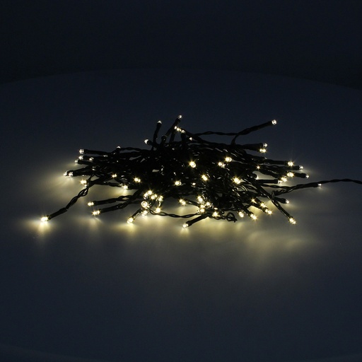[5490460] Guinalda Luces Navidad 100 Led Color Blanco Calido.Luz navidad interiores y exteriores IP44.Funciona 3 Baterias AA(No incluidas)