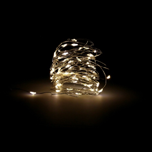 [5490410] Guirnalda Luces Navidad Microled 60 Leds Color Blanco Calido.Luz navidad interiores IP20 A Pilas (3 AA No Incluidas)