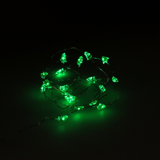 [5490430] Guirnalda Luces Navidad Arboles 20 Leds Color Verde. Luz navidad interiores IP20 A Pilas 3AA (No Incluida)