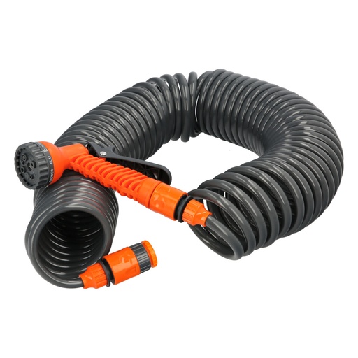 [8070851] Manguera  Extensible Espiral Autoenroscable Para Riego Jardin 15 MetrosCon Pistola y Conectores