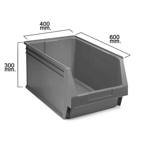 [21070082] Gaveta Apilable Almacenamiento Gris Nº60 600x400x300 mm.