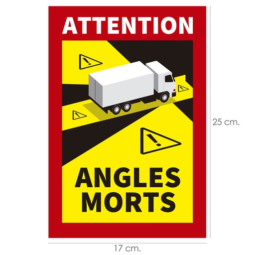 [15052120] Rotulo / Pegatina Adhesivo Angulo Muerto Camion 25x17 cm. pegatina Angulo Muerto Francia Obligatoria