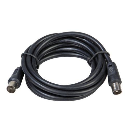 [19020111] ProlongaciónTV Video Macho-Macho 2 metros / Ø 9,5 mm. Con Adaptador Macho-Hembra Color Negro