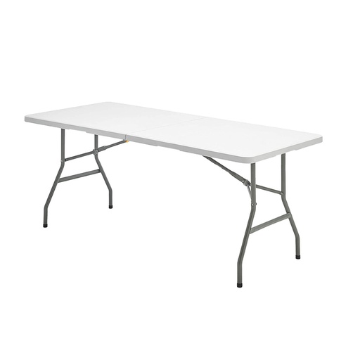 [8044610] Mesa Plegable Rectangular HDPE Multifuncional, Portatil, Resistente,Multiusos 180x74x74 cm. Color Blanco