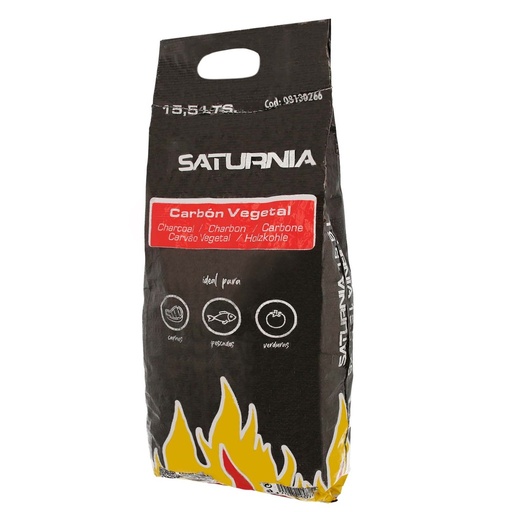 [8130266] Bolsa Carbon Vegetal Para Barbacoas 15,5 Litros Carbon Duradero y Trozos de Gran Tamaño,