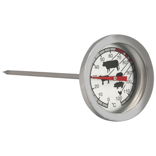 [5160625] Termometro Analogico Para Cocina, Con Sonda. Ideal Hornos, Carnes, Asados, etc. Con Indicador De Temperatura Optimo Segun Carnes