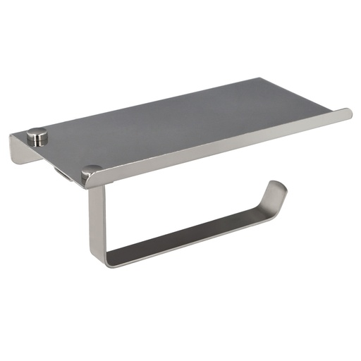 [5421320] Portarrollos Baño Con Estante Para Moviles Autoadhesivo, Color Inox Con Efecto Espejo, Autoadhesivo Resistente o Con Tornillos