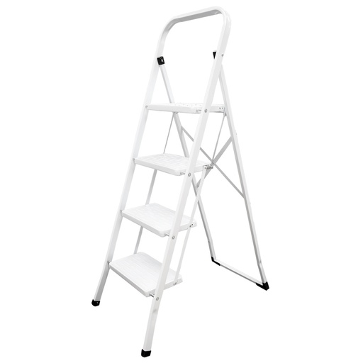 [23010210] Escalera Domestica Acero 4 Peldaños, Escalerilla Blanca