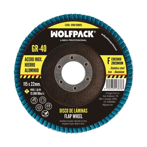 [9010805] Disco Laminas Lija Circonio 115x22 mm. Grano  40