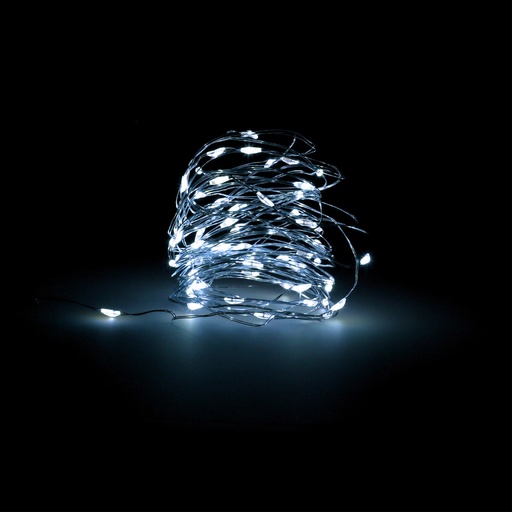 [5490490] Guirnalda Luces Navidad Microled 40 Leds Color Blanco Frio. Luz navidad interiores IP20 A Pilas (2 CR2032 Incluidas)