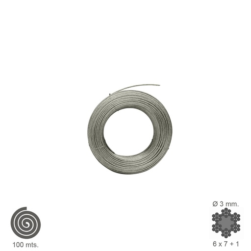 [1120002] Cable Galvanizado   3  mm. (Rollo 100 Metros) No Elevacion