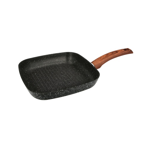 [5023620] Sarten Aluminio Forjado Antiadherente 24x24x4,5 cm. Mango Engomado / 5 capas / Acabado Piedra / Todo Tipo de Cocinas / Grill