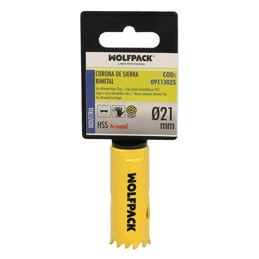 [9113025] Corona Sierra Bimetal Ø 21 mm. Templado Termico, Base Reforzada. Corona Madera, Broca Agujeros Madera, Acero, Hierro, Plasticos