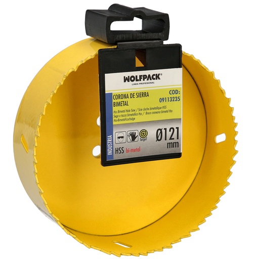 [9113235] Corona Sierra Bimetal Ø 121 mm. Templado Termico, Base Reforzada. Corona Madera, Broca Agujeros Madera, Acero, Hierro, Plasticos