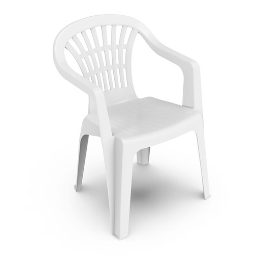 [8330017] Silla Respaldo Bajo Resina Monobloc, Color Blanco, Modelo  Lyra