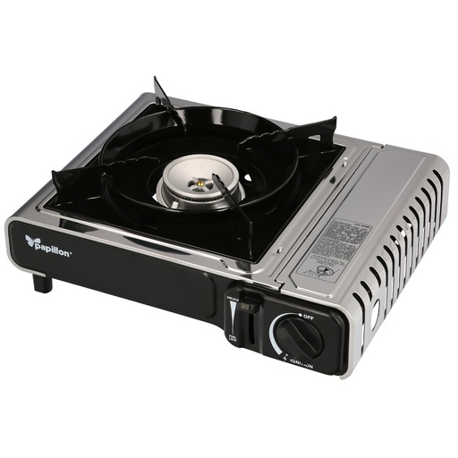 [8140125] Cocina Gas Inoxidable A Cartucho Con Maletin, Cocina Portatil, Cartuchos Gas 230 gramos. Certificacion EN 17476/2021