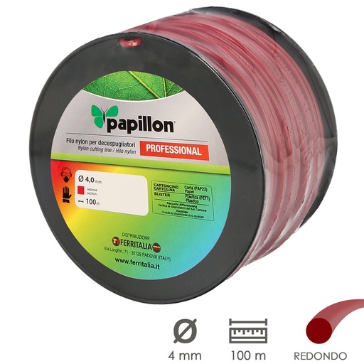[8061625] Hilo Nylon Desbrozadoras Redondo Profesional Ø 4,0 mm. Rollo 100 metros. Hilo Nylon Corte Desbrozadores Hierba, Jardin, Maleza