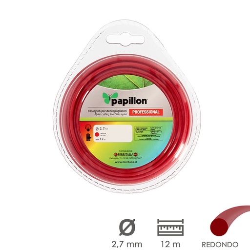 [8061598] Hilo Nylon Desbrozadoras Redondo Profesional Ø 2,7 mm. Rollo 12 metros. Hilo Nylon Corte Desbrozadores Hierba, Jardin, Maleza
