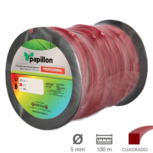 [8061830] Hilo Nylon Desbrozadoras Cuadrado Professional Ø 5,0 mm. Rollo 100 metros. Hilo Nylon Corte Desbrozadores Hierba, Jardin, Maleza