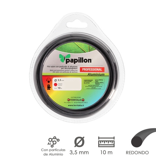 [8061860] Hilo Nylon y Aluminio Desbrozadoras Redondo Professional Ø 3,5 mm. Rollo 10 metros. Hilo Nylon Corte Hierba, Jardin, Maleza