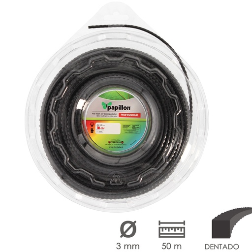 [8061965] Hilo Nylon Desbrozadoras Cuadrado Trenzado Profesional Ø 3,0 mm. Rollo 50 metros. Hilo Nylon Corte Desbrozadores Hierba,